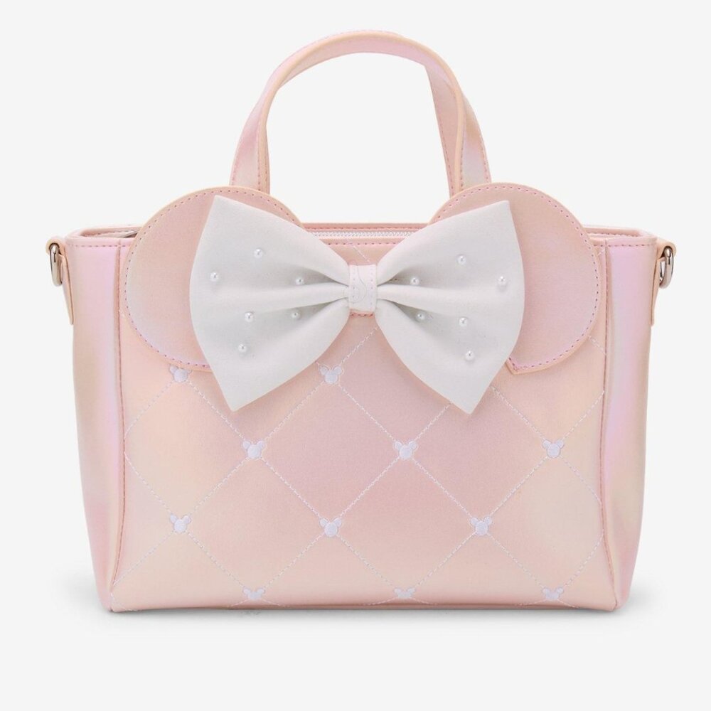 NWT Loungefly Pink Iridescent Minnie Crossbody Bag with Bow